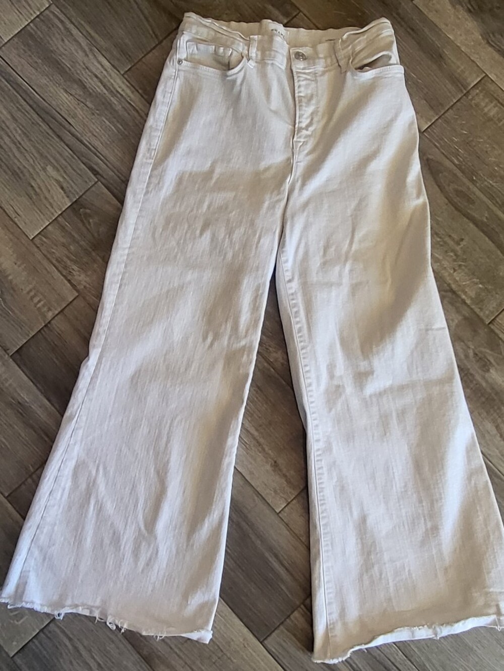 FRAME White Wide Leg Raw Hem Le Palazzo Crop  Jeans Size 32 High Rise